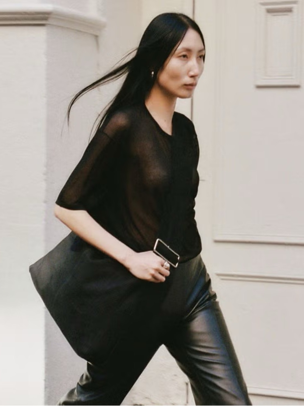 St. Agni Oversized Nubuck Satchel Bag Black